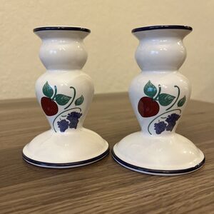 Set Of 2,  Vintage Princess House Candlestick Holders Orchard Medley, Discont’d